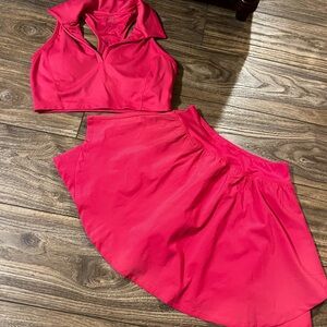 Vibrant Pink Women's Skirt Workout Set